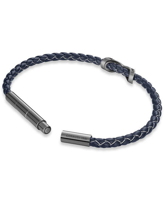 CERRUTI Franco Staninless Steel and Leather Bracelet