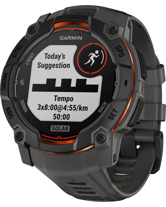 GARMIN Instinct 3 50mm Solar Black with Charcoal Silicone Band