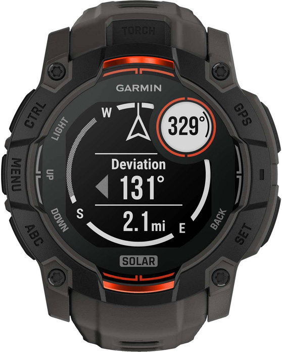 GARMIN Instinct 3 50mm Solar Black with Charcoal Silicone Band