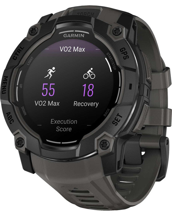 GARMIN Instinct 3 50mm AMOLED Black with Charcoal Silicone Band