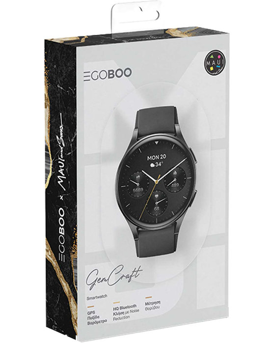 EGOBOO x Maui GemCraft Smartwatch Black Silicone Strap