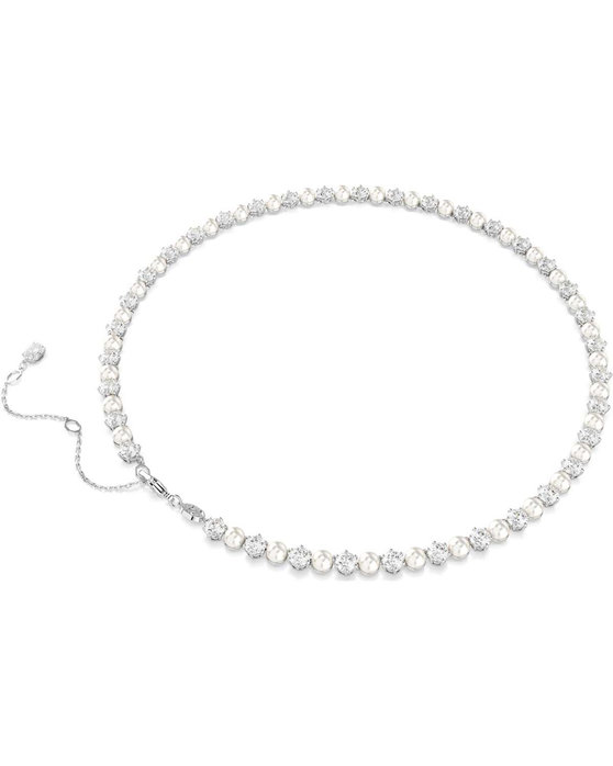 SWAROVSKI White Matrix Tennis Necklace Crystal Pearl (round cut)