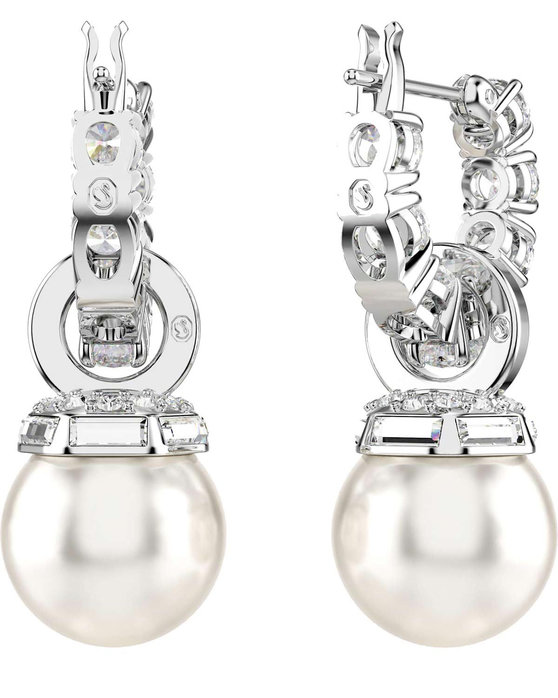 SWAROVSKI White Matrix Drop Earrings Crystal Pearl (round cut)