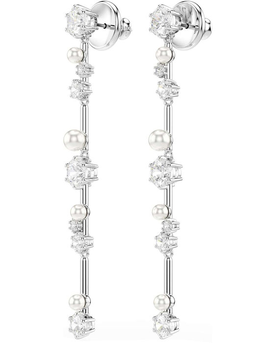 SWAROVSKI White Constella Drop Earrings Crystal Pearl (round cuts)