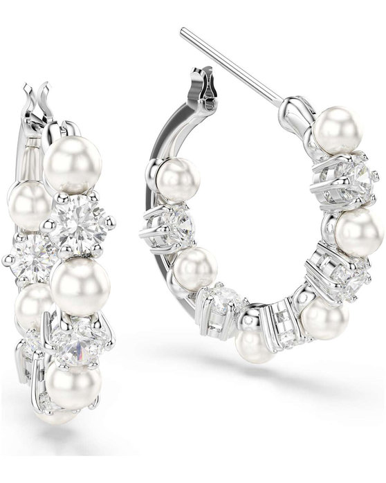 SWAROVSKI White Matrix Drop Earrings Crystal Pearl (round cut)