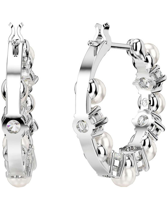 SWAROVSKI White Matrix Drop Earrings Crystal Pearl (round cut)