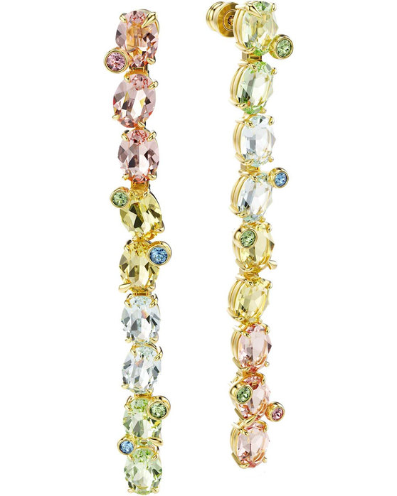 SWAROVSKI Multicolored Gema Drop Earrings assymetrical design (mixed cuts)