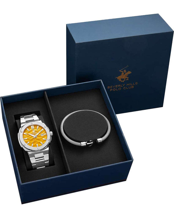 BEVERLY HILLS POLO CLUB Silver Stainless Steel Bracelet Gift Set