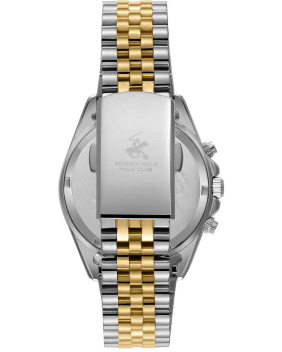 BEVERLY HILLS POLO CLUB Diamonds Dual Time Two Tone Stainless Steel Bracelet