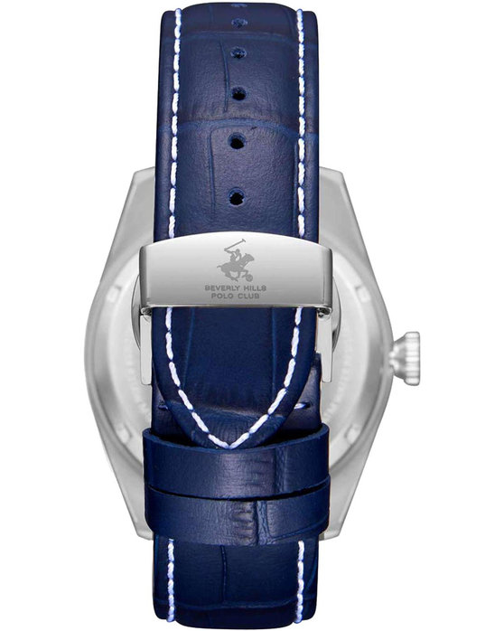 BEVERLY HILLS POLO CLUB Automatic Blue Leather Strap