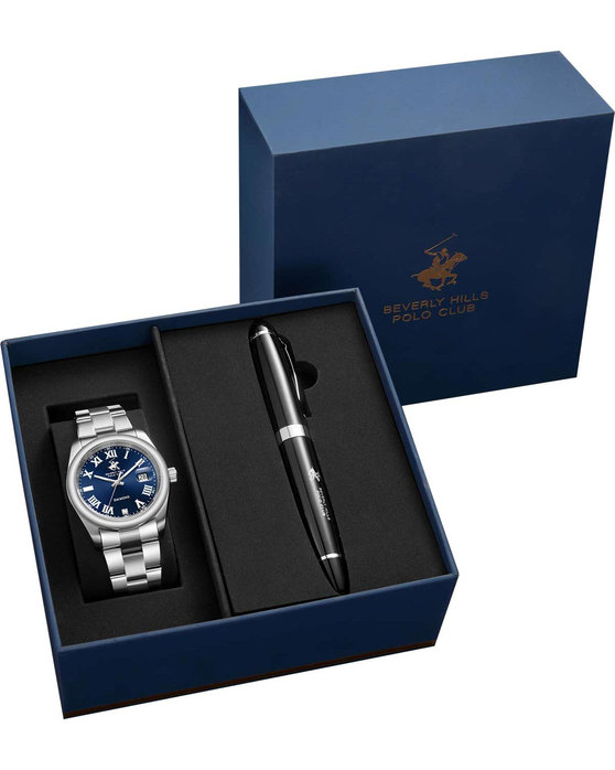 BEVERLY HILLS POLO CLUB Diamonds Silver Stainless Steel Bracelet Gift Set