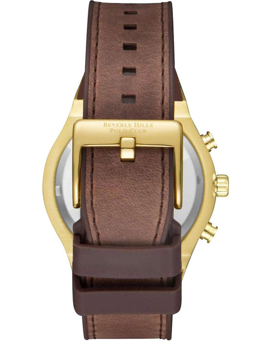 BEVERLY HILLS POLO CLUB Dual Time Brown Rubber Strap