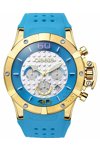 BREEZE Summer Daze Chrono Gold Blue Rubber Strap