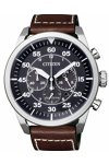 CITIZEN Eco-Drive Chronograph Brown Leather Strap