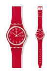 SWATCH Poppy Field Red Rubber Strap