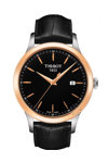 TISSOT T-Classic Rose Gold Black Leather Strap