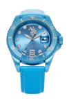 U.S. POLO Preston Aluminium Blue Leather Strap