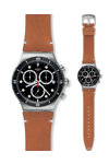 SWATCH Disorderly Chrono Mens Brown Leather Strap