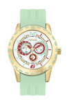 DECERTO Flirty Ladies Gold Alloy Green Rubber Strap