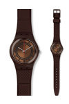 SWATCH Schoggi Ladies Brown Rubber Strap