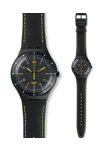 SWATCH Black Bliss Mens Black Leather Strap