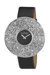 Jacques LEMANS La Passion Crystals Black Leather Strap