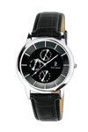 PIERRE LANNIER Slim Multifunction Black Leather Strap