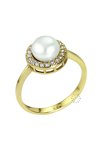 Ring 14ct Gold with Pearl and Zircon