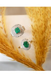 Ring 18ct White Gold with Diamonds and an Emerald SAVVIDIS (No 56)