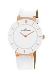 Jacques LEMANS Monaco Rose Gold White Leather Strap