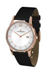 Jacques LEMANS London Rose Gold Black Leather Strap