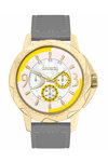 DECERTO Candy Gold Alloy Grey Leather Strap