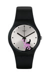 SWATCH Countryside Pinkosaure Black Silicone Strap