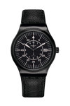 SWATCH Sistem Slate Automatic Black Leather Strap