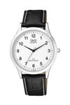 Q&Q Mens Black Leather Strap