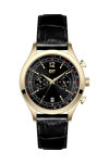 CATERPILLAR 1904 Dual Time Black Leather Strap