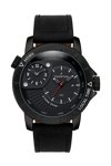 THORTON Horik Dual Time Black Leather Strap