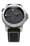 THORTON Horik Dual Time Black Leather Strap