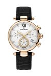 CLAUDE BERNARD Dress Code Crystals Chronograph Black Leather Strap