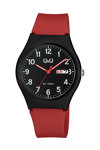 Q&Q Watch Red Plastic Strap