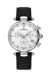 CLAUDE BERNARD Dress Code Crystals Chronograph Black Leather Strap