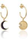JCOU Sun & Moon 14ct Gold-Plated Sterling Silver Earrings With White Zircons And Blue Enamel
