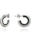 JCOU Queen's Rhodium-Plated Sterling Silver Earrings With Black Enamel