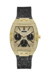 GUESS Raven Crystals Black Rubber Strap