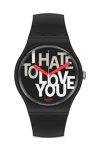 SWATCH Hate 2 Love Black Silicone Strap