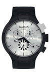 SWATCH Big Bold Chequered Silver Chronograph Black Silicone Strap