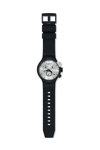 SWATCH Big Bold Chequered Silver Chronograph Black Silicone Strap