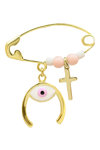 Pin 9ct Gold with enamel, cross and beads Ino&Ibo