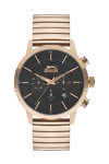 SLAZENGER Gents Dual Time Rose Gold Stainless Steel Bracelet