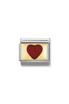 NOMINATION Link - Plates steel , enamel and 18k gold (33_Red heart)